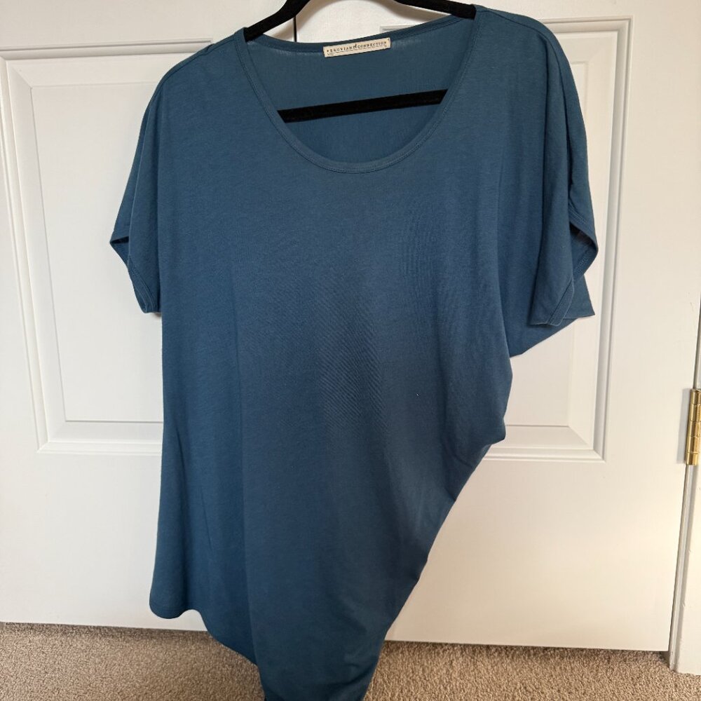 Peruvian Connection Asymmetric Top Women's M Blue/Green Pima Cotton Modal